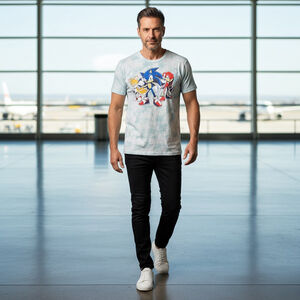 Sonic Men's T-Shirt M Blue White Short Sleeve Graphic Tee